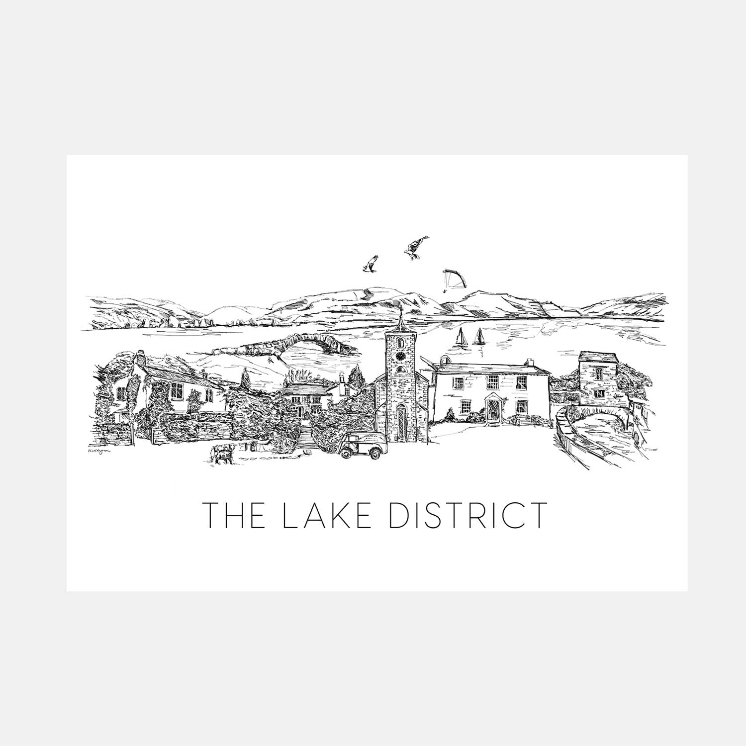 Lake District skyline print by Natalie Ryan