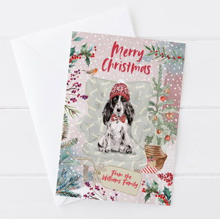 Personalised Black and White Cocker Spaniel Christmas Card | Natalie Ryan Design