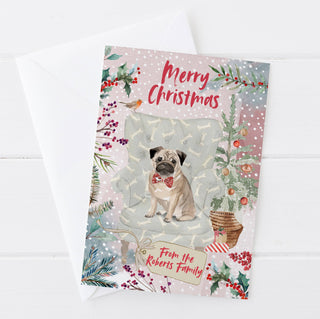 Personalised Pug Christmas Card | Natalie Ryan Design
