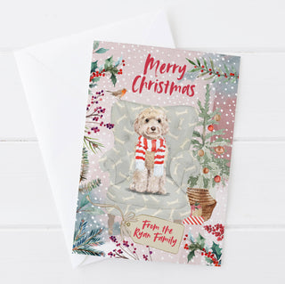 Personalised Champagne Cockapoo Christmas Card | Natalie Ryan Design