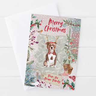 Personalised Staffordshire Bull Terrier Christmas Card | Natalie Ryan Design