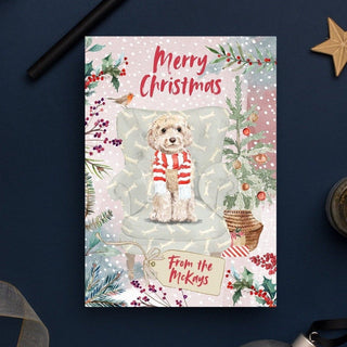 Personalised Champagne Cockapoo Christmas Card | Natalie Ryan Design