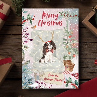 Personalised King Charles Cavalier (tri) Christmas Card | Natalie Ryan Design