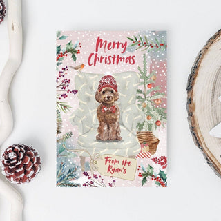 Personalised Brown Cockapoo Christmas Card | Natalie Ryan Design