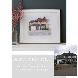 Digital house portrait with two portraits