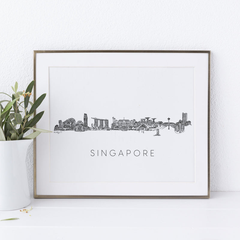 Singapore Skyline art print by Natalie Ryan