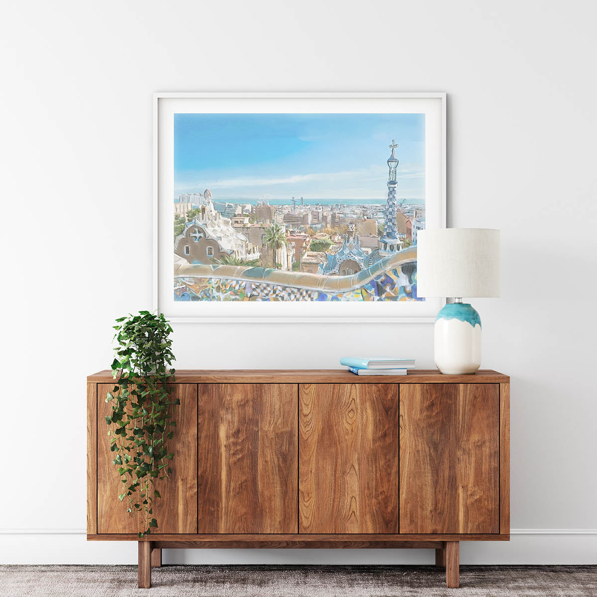 Park Guell Illustration Art Print Barcelona