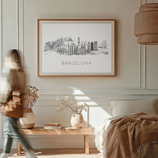 Barcelona Skyline Art Print