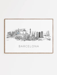 Barcelona Skyline Art Print