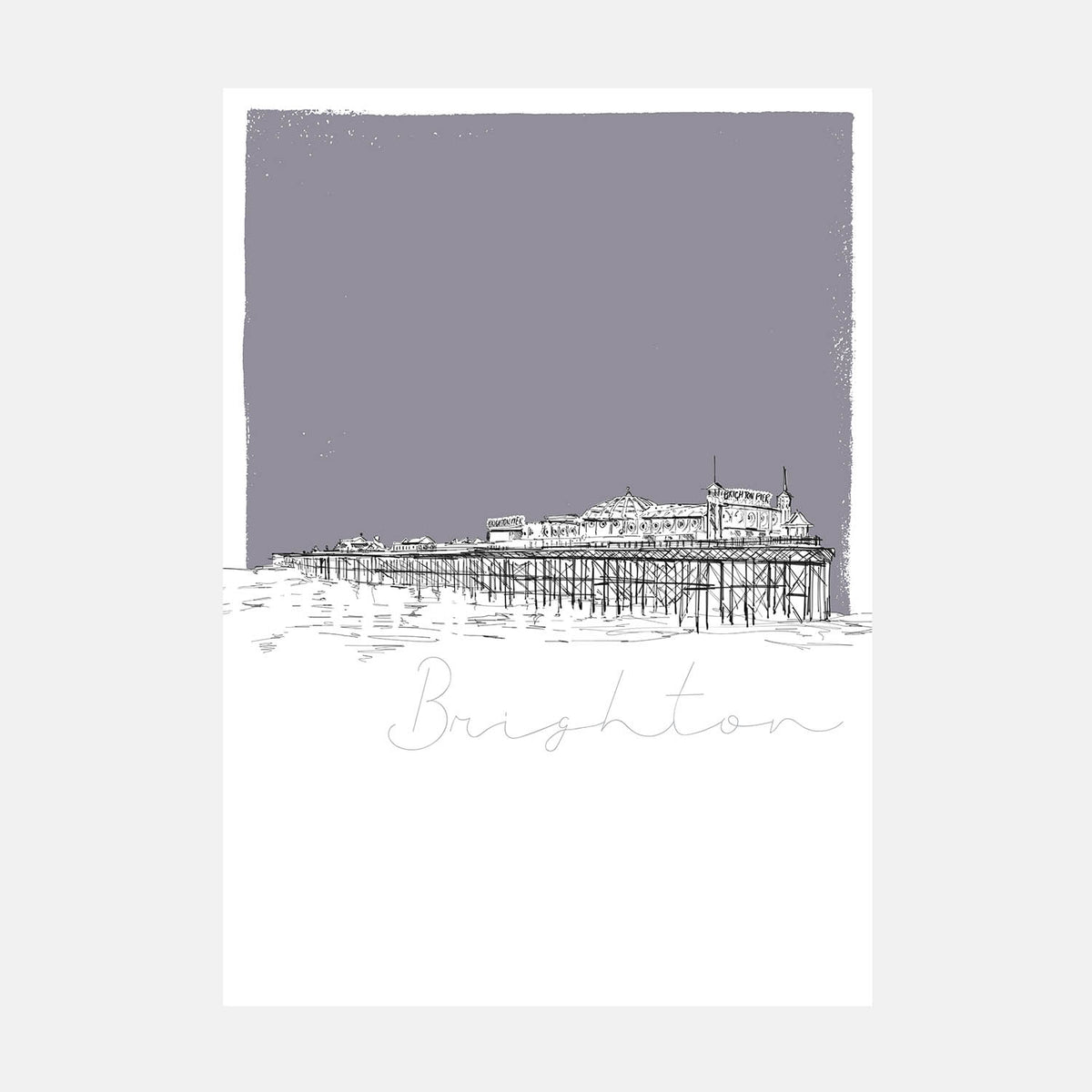 Brighton Pier Art Print with Colour block