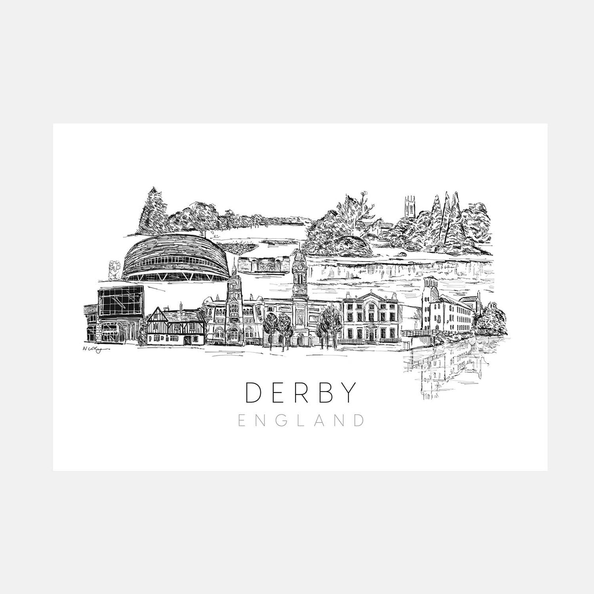 Derby Skyline Art Print