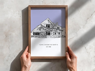 Bespoke line house portrait, with colour pop