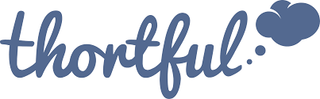 Blue thortful logo with a cloud icon on a white background
