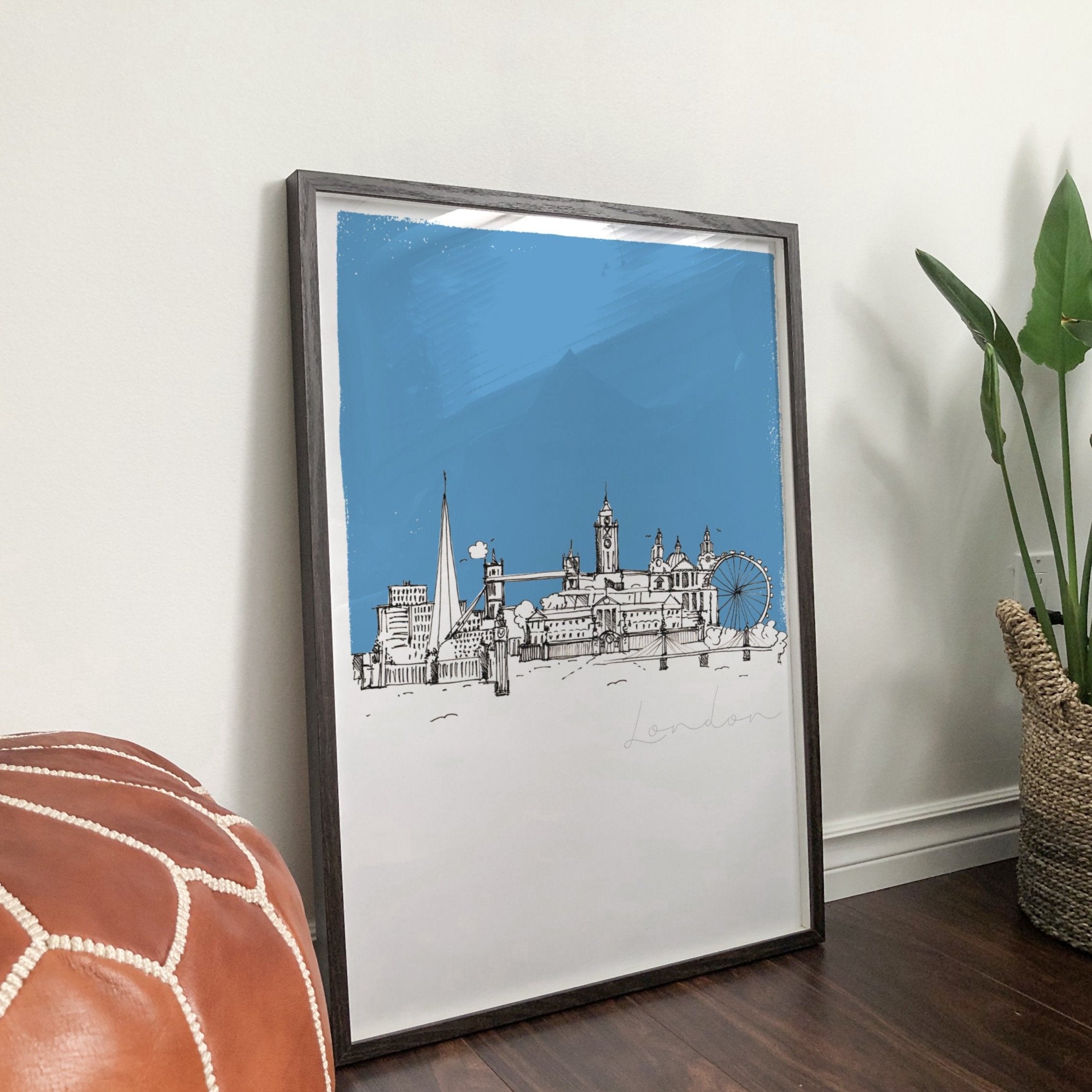 London landmarks unframed art print, blue