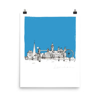 London landmarks unframed art print, blue