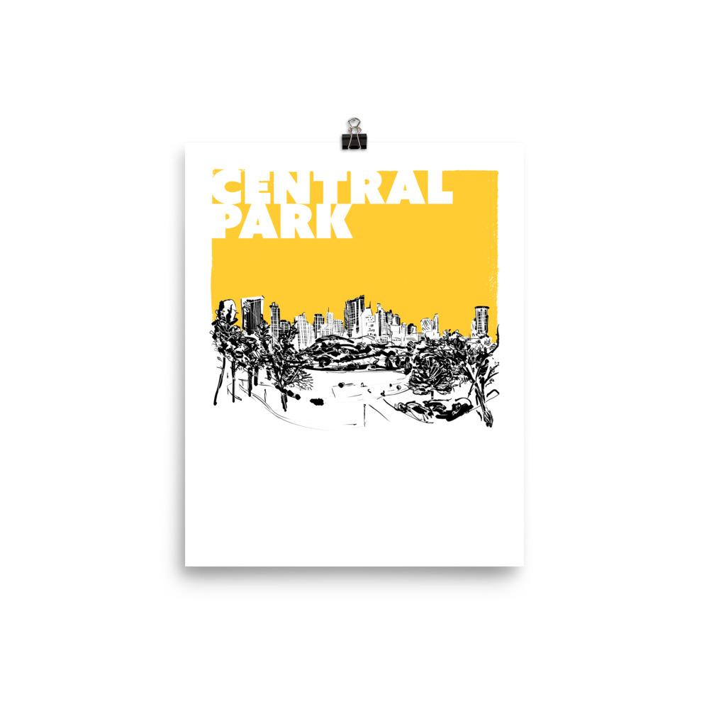 New York, Central Park, art print, yellow