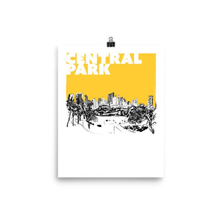 New York, Central Park, art print, yellow