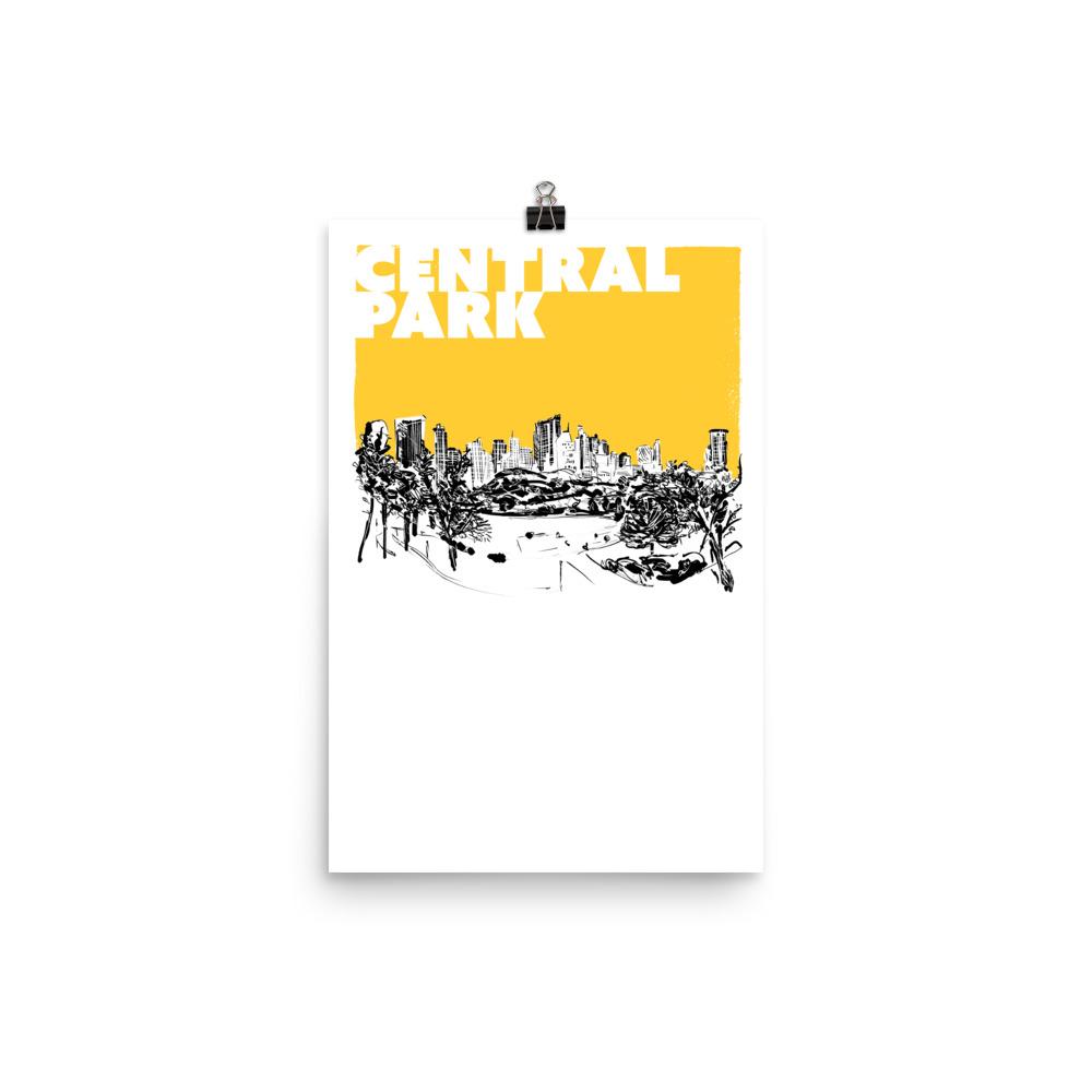 New York, Central Park, art print, yellow