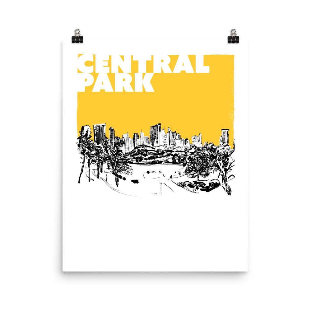 New York, Central Park, art print, yellow