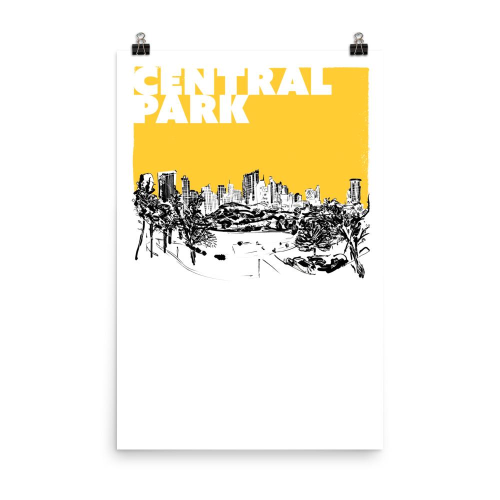 New York, Central Park, art print, yellow