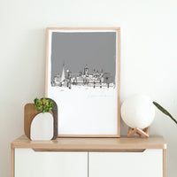 London landmarks unframed art print, grey