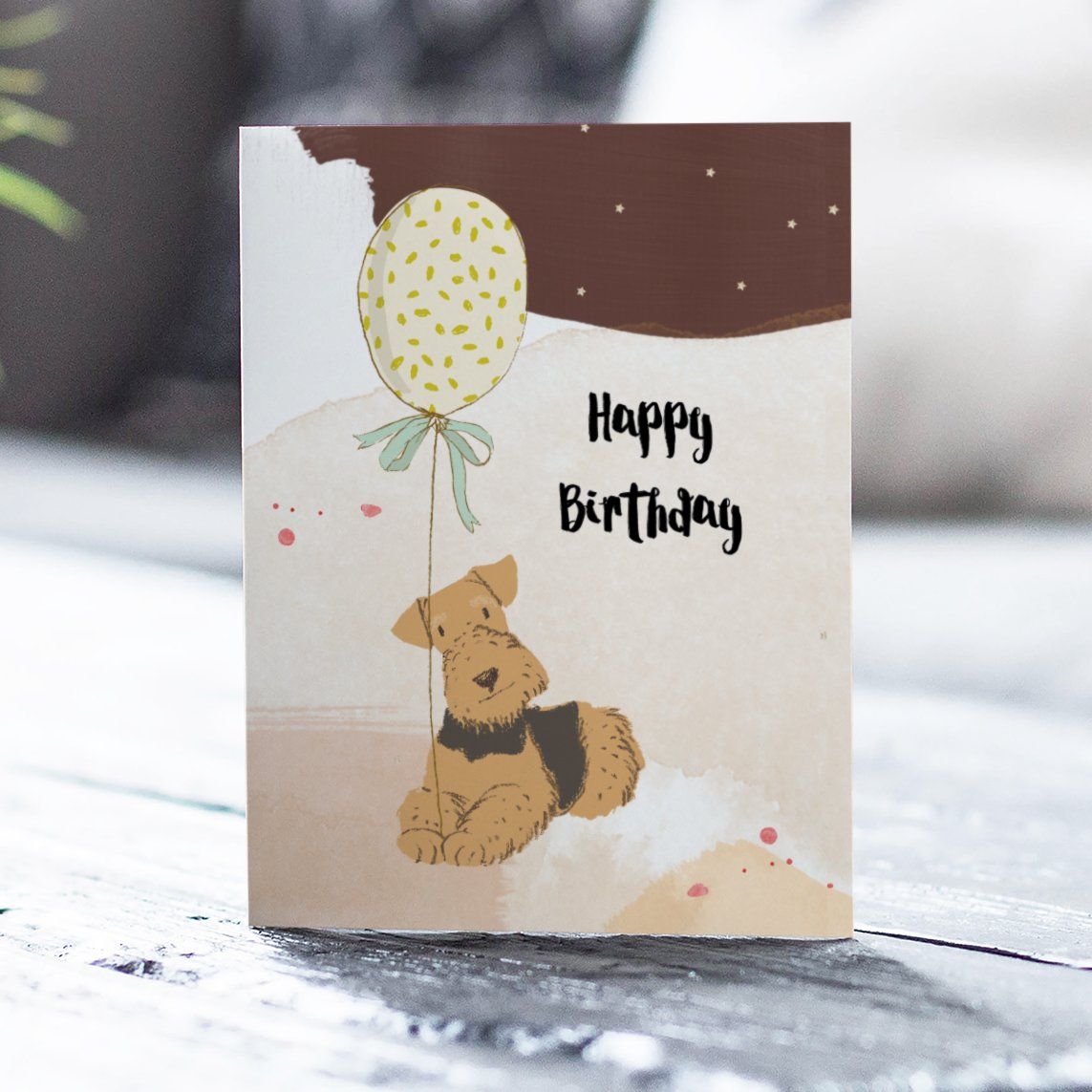 Happy Birthday Dog With Balloon Greetings Card