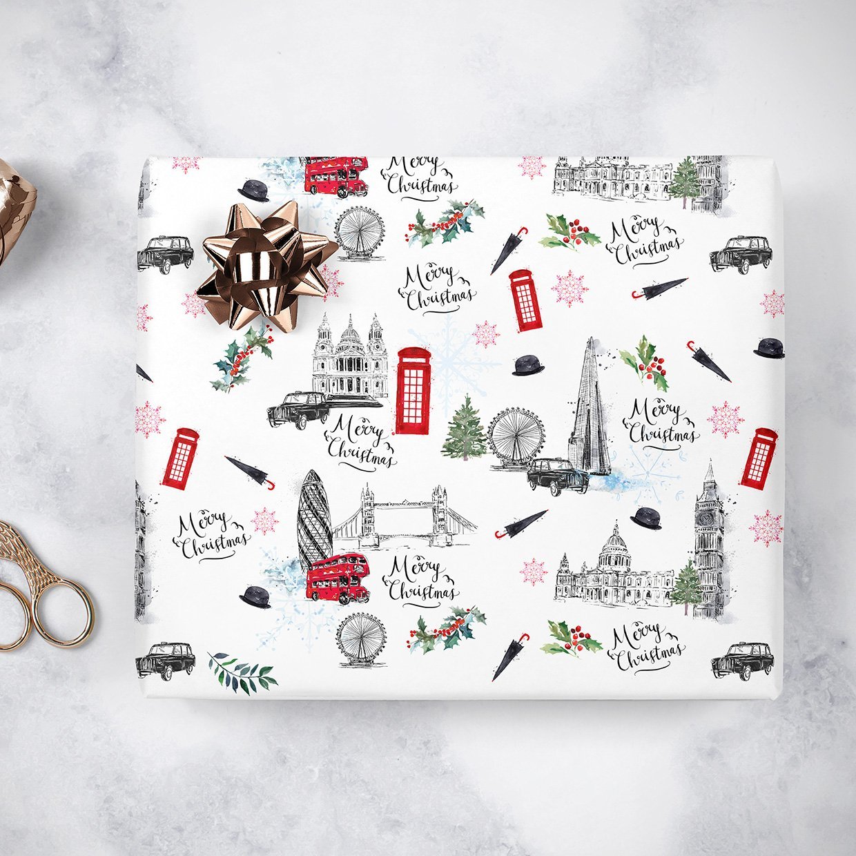 London Christmas Wrapping Paper | Natalie Ryan Design