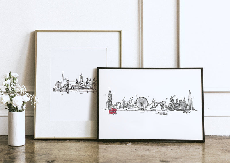 London skyline art print, delivered worldwide