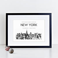 New York City Skyline Illustrated Art Print