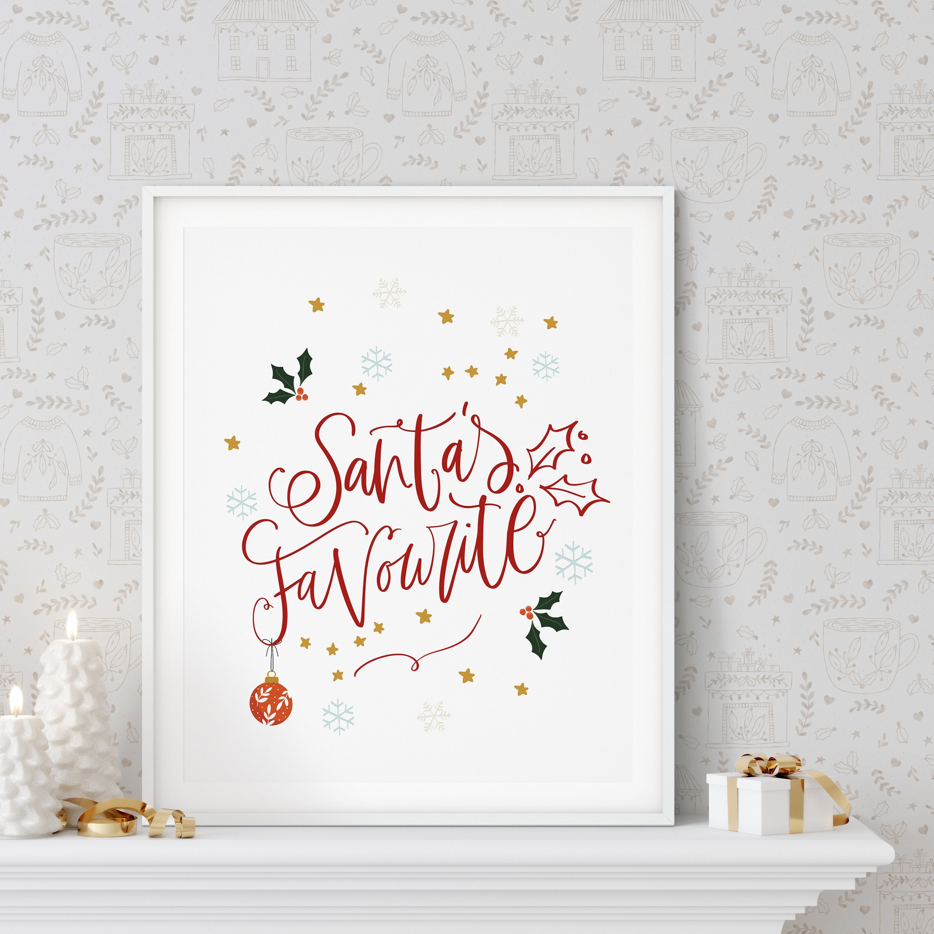 Santas Favourite Christmas Art Print | Natalie Ryan Design