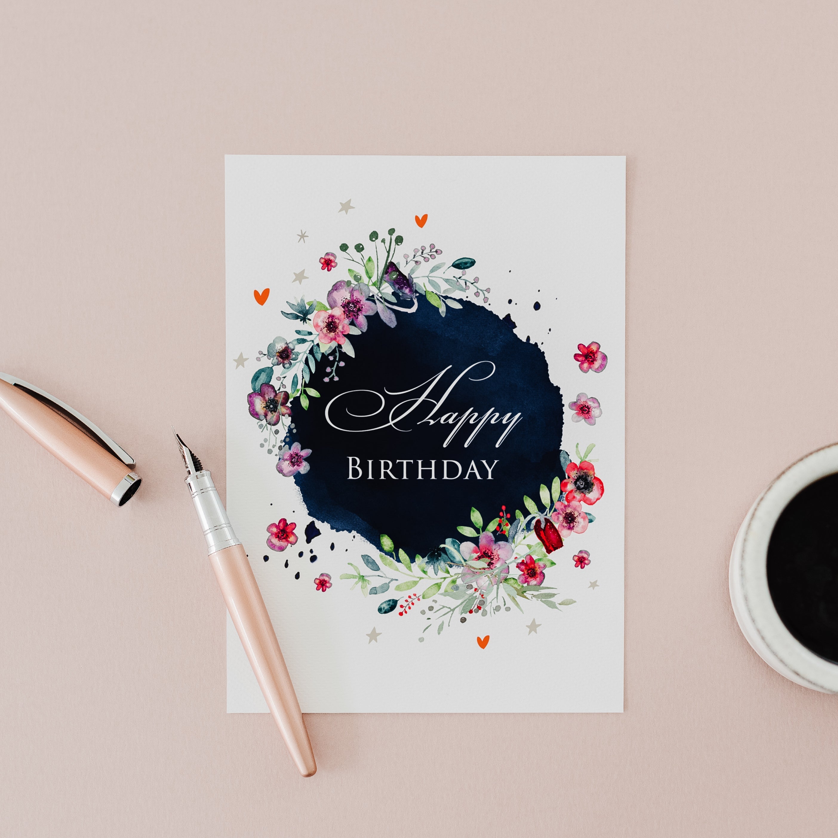 Inky Floral Birthday Card | Natalie Ryan Design