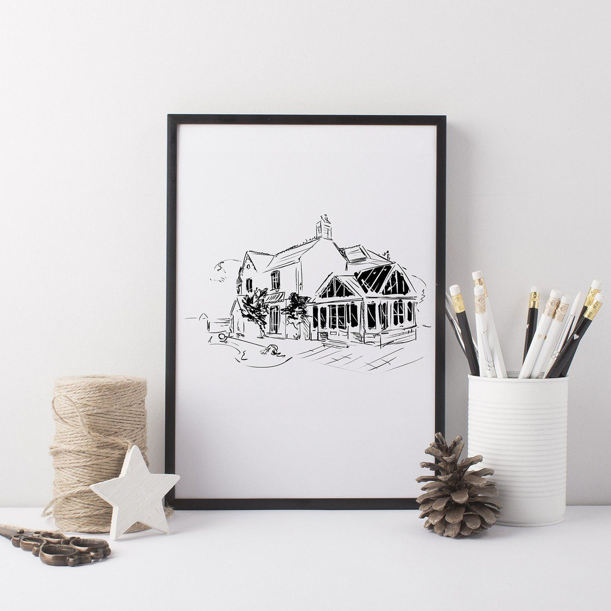 Black And White House Illustration