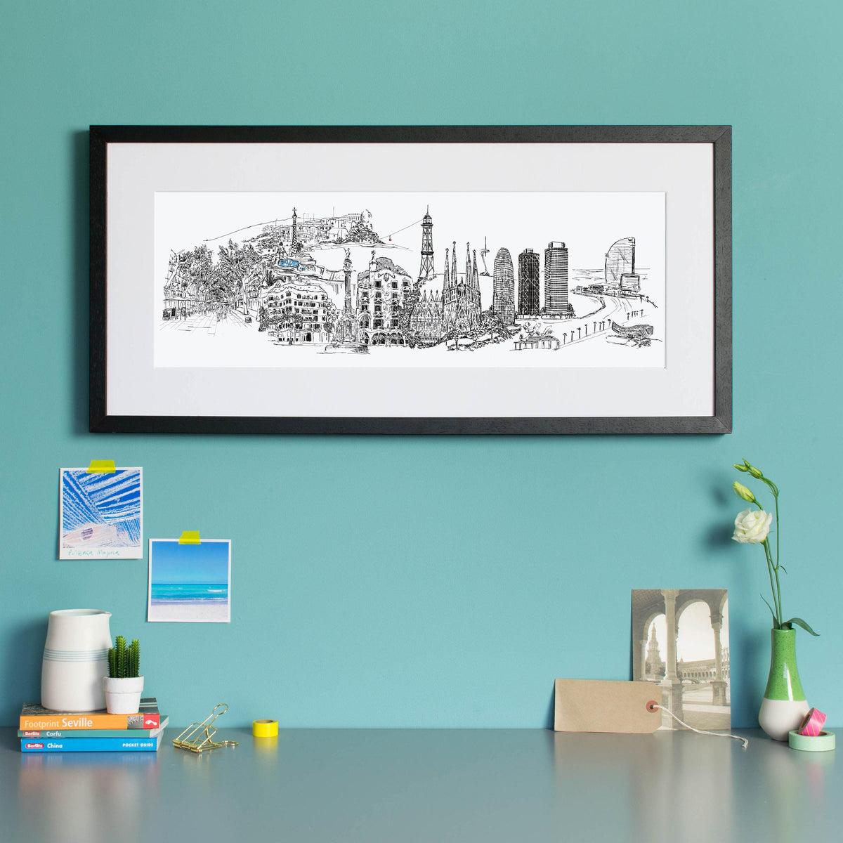 Barcelona, Spain Skyline Art Print