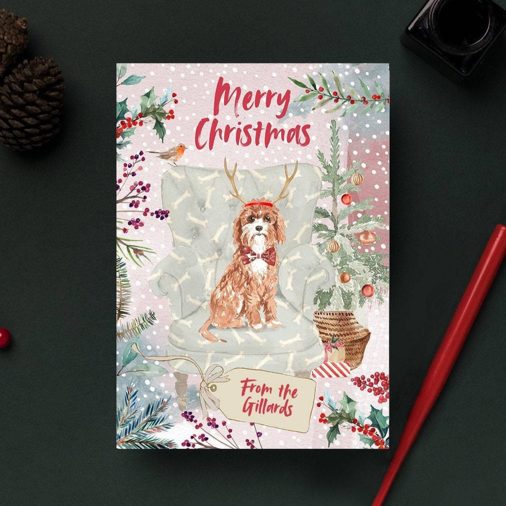 Personalised Cavapoo Christmas Card by Natalie Ryan