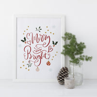 Merry and Bright Christmas Art Print | Natalie Ryan Design