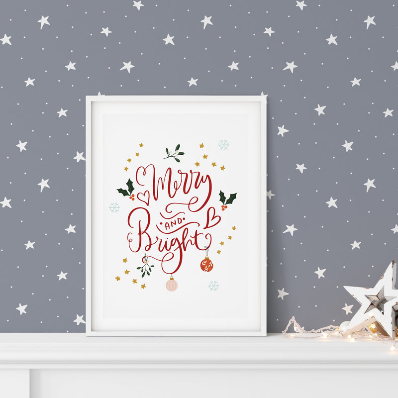 Merry and Bright Christmas Art Print | Natalie Ryan Design