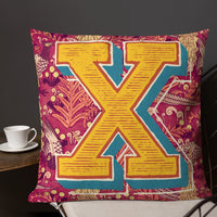 Letter X, vintage monogram graphic cushion