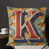 Letter K, vintage monogram graphic cushion