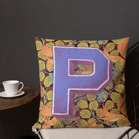 Letter P, vintage monogram graphic cushion