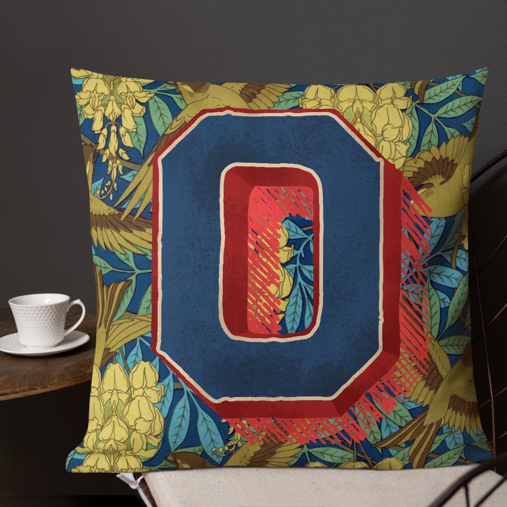 Letter O, vintage monogram graphic cushion