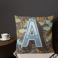 Letter A, vintage monogram graphic cushion