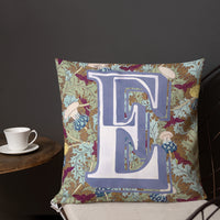 Letter E, vintage monogram graphic cushion