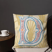 Letter D, vintage monogram graphic cushion