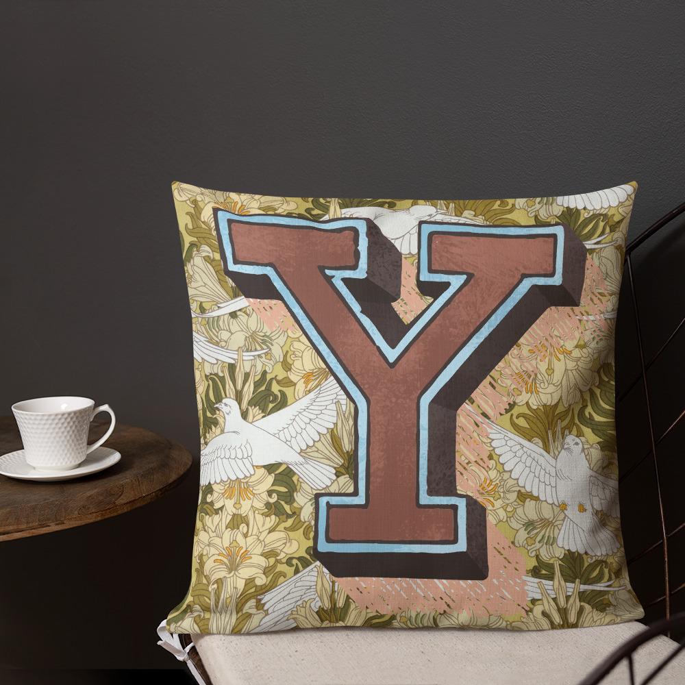 Letter Y, vintage monogram graphic cushion