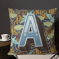 Letter A, vintage monogram graphic cushion