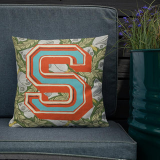 Letter S, vintage monogram graphic cushion
