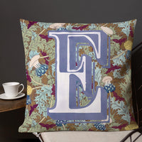 Letter E, vintage monogram graphic cushion