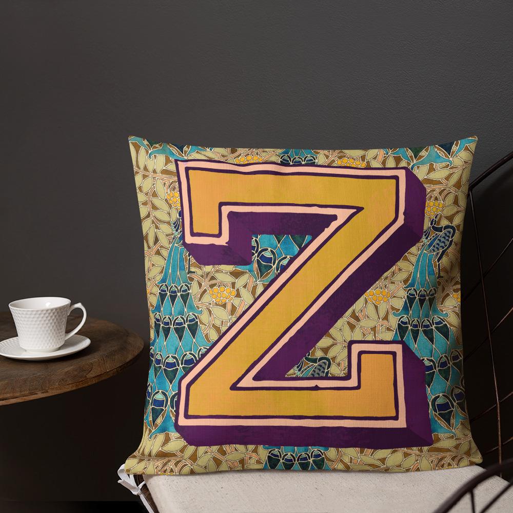 Letter Z, vintage monogram graphic cushion