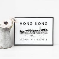 Hong Kong Illustrated Skyline Print