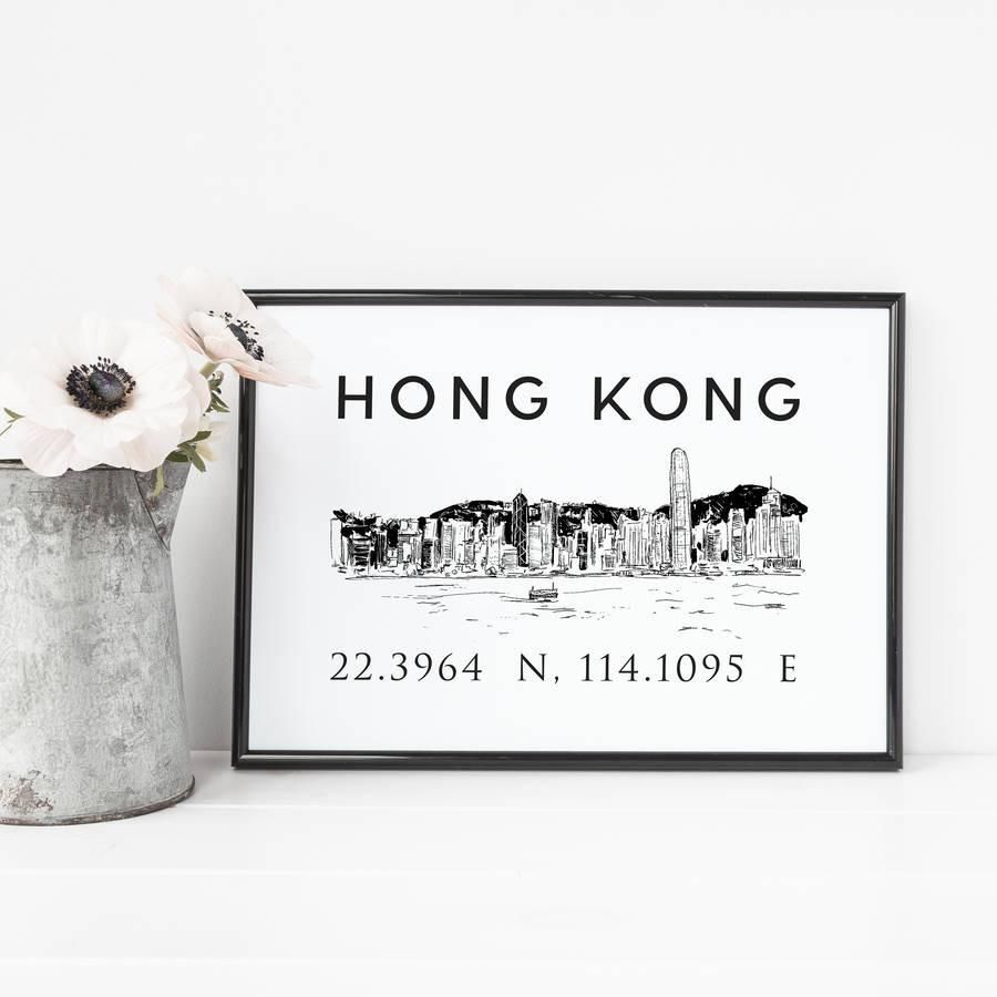 Hong Kong Illustrated Skyline Print